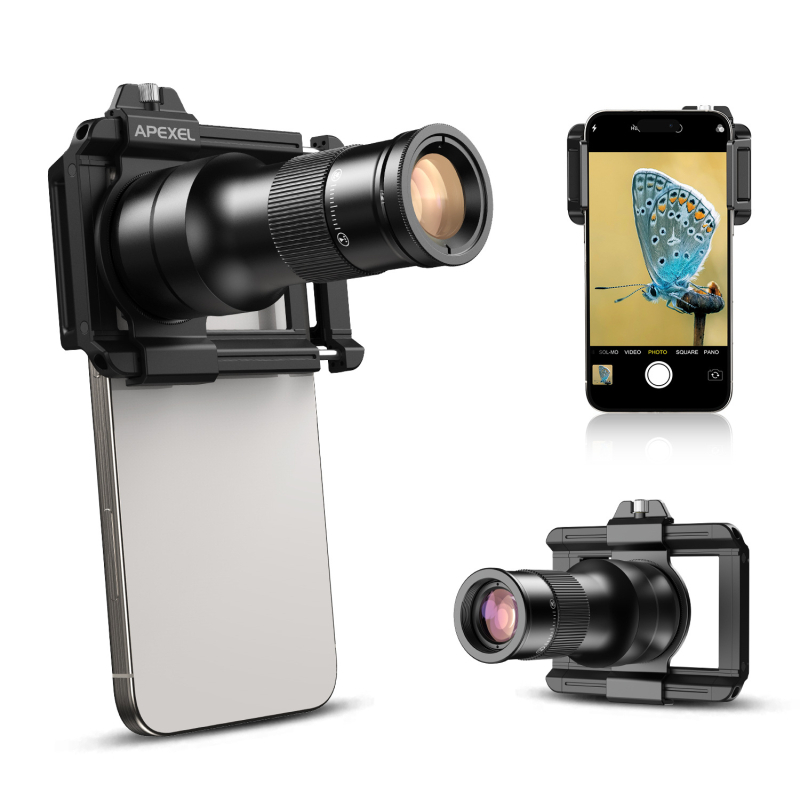 APEXEL APL-ZM100FL26 Ārējais Makro Objektīvs Mobilajam Telefonam ar Iebūvētu Pildgaismu (Zīmols: APEXEL; Modelis: APL-ZM100FL26; Kategorija: Makro Objektīvs Mobilajam Telefonam; Apgaismojums: Iebūvēts Pildgaismas Avots)