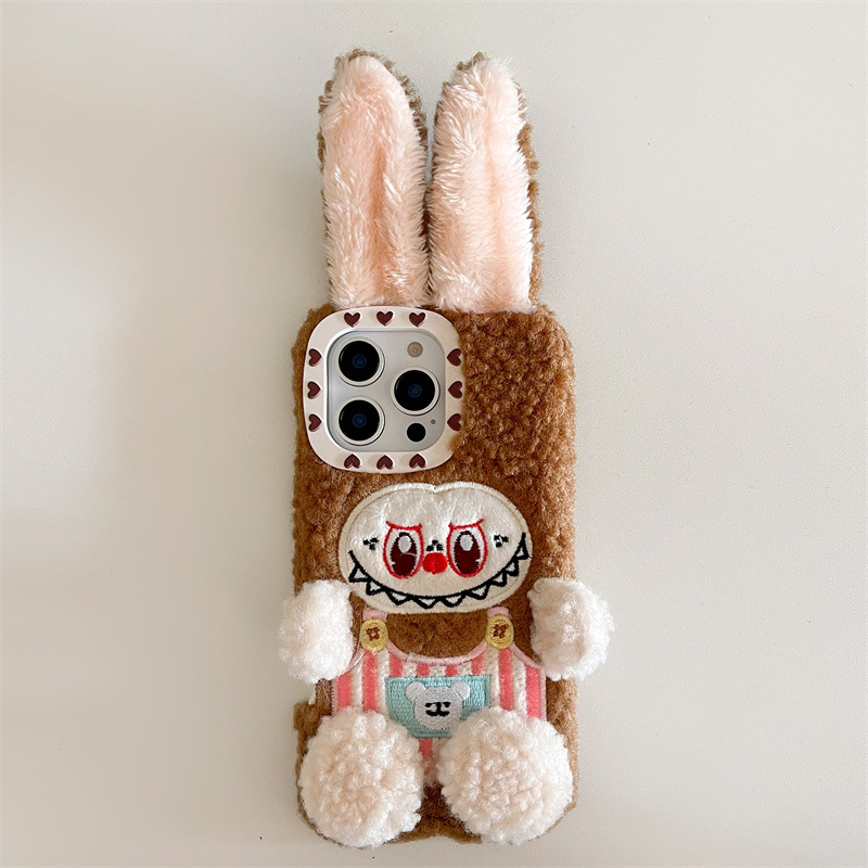 Pllős plüss iPhone tok 11–14 sorozathoz (beleértve Pro/Max) – TPU keret, leesés elleni védelem, 3D plüss kivitelezés, kompatibilis az iPhone 11, 12, 12 Pro/Max, 13, 13 Pro/Max, 14, 14 Pro/Max