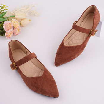 Mary Jane ženske cipele s oštrim nosom, kaišem s kopčom i niskom petom