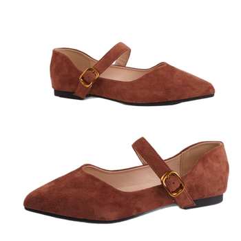 Mary Jane ženske cipele s oštrim nosom, kaišem s kopčom i niskom petom