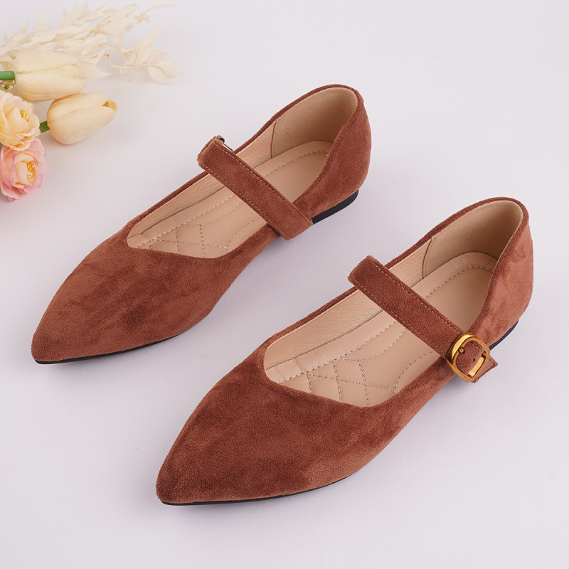 Mary Jane ženske cipele s oštrim nosom, kaišem s kopčom i niskom petom