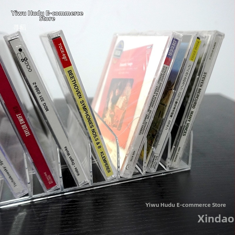 Priehľadný akrylový CD displej stojan na stol s 6 úrovňami a viacerými oddeleniami