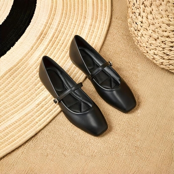 Женски сандали с една презрамка, без връзки, горна част от топ-грейн кожа, нисък клин, подметка от гума пяна