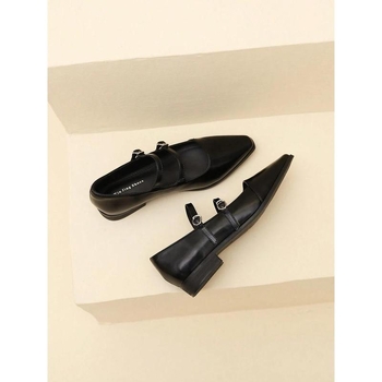 Παπούτσια Mary Jane, με μία λουρίδα, Άνω μέρος από Δέρμα Top Grain, Σόλα από αφρώδες καουτσούκ, Χαμηλό κλινοειδές τακούνι, Ιαπωνικό στυλ, Διασυνοριακή εξαγωγή