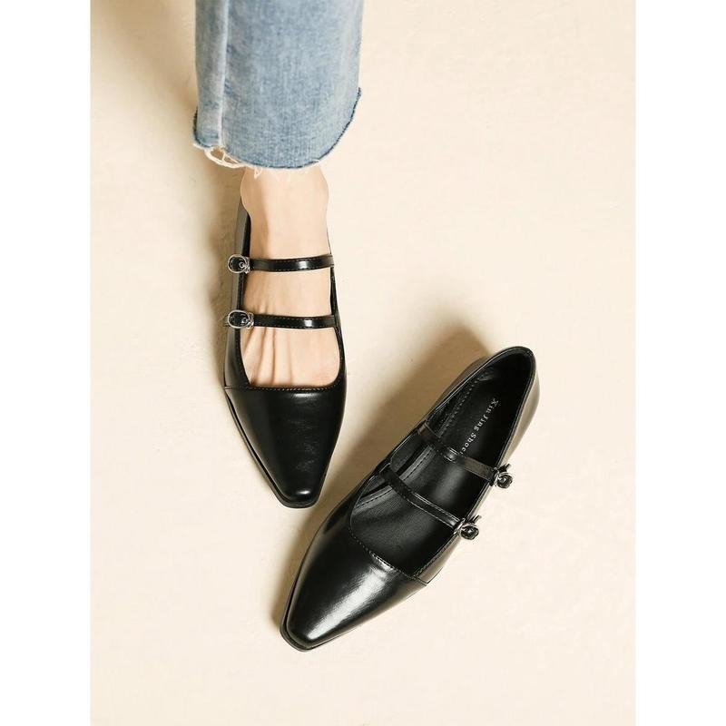 Обувки Мери Джейн, с една каишка, Горна част: кожа топ-грейн, Подметка: гума-пяна, Нисък клиновиден ток, Японски стил, Износ за чужбина