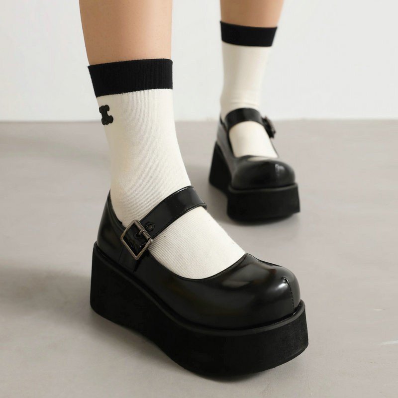 Γυναικεία Mary Jane παπούτσια, ρετρό στυλ, PU επάνω μέρος, muffin τακούνι 6–8 εκ, στρογγυλή μύτη, κατάλληλα για άνοιξη και φθινόπωρο