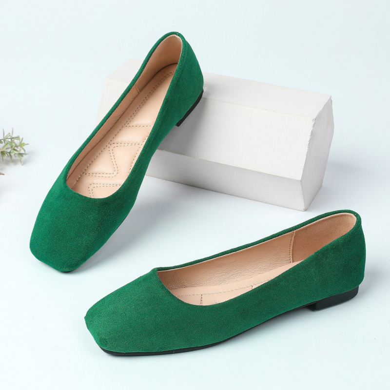 Sieviešu platās kurpes ar kvadrātveida purnu – PU iekšējā odere, gumijas zole, zems papēdis, ikdienas valkāšanai