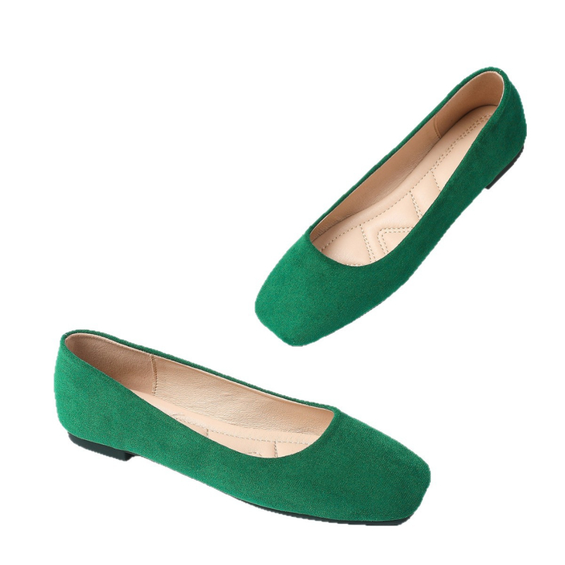 Sieviešu platās kurpes ar kvadrātveida purnu – PU iekšējā odere, gumijas zole, zems papēdis, ikdienas valkāšanai