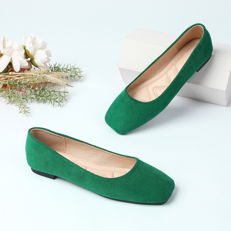 Sieviešu platās kurpes ar kvadrātveida purnu – PU iekšējā odere, gumijas zole, zems papēdis, ikdienas valkāšanai