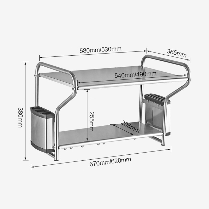 Стоманен стенен рафт за микровълнова печка, неръждаема стомана, кухненски организатор, модерен минималистичен стил