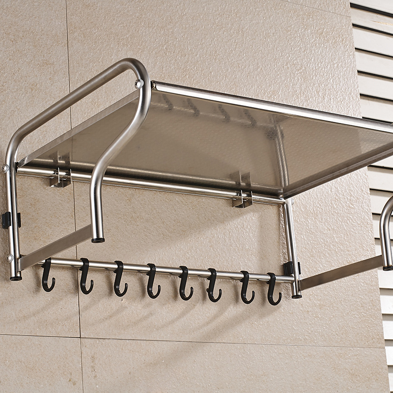 Стоманен стенен рафт за микровълнова печка, неръждаема стомана, кухненски организатор, модерен минималистичен стил