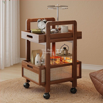 6-szintes bambusz tárolópolc kerékkel a nappaliba