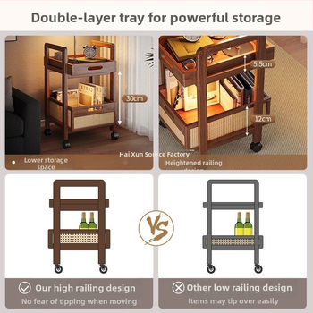 6-szintes bambusz tárolópolc kerékkel a nappaliba