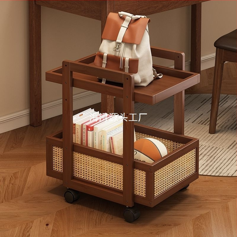 6-szintes bambusz tárolópolc kerékkel a nappaliba