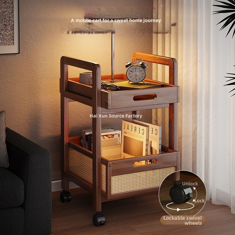 6-szintes bambusz tárolópolc kerékkel a nappaliba