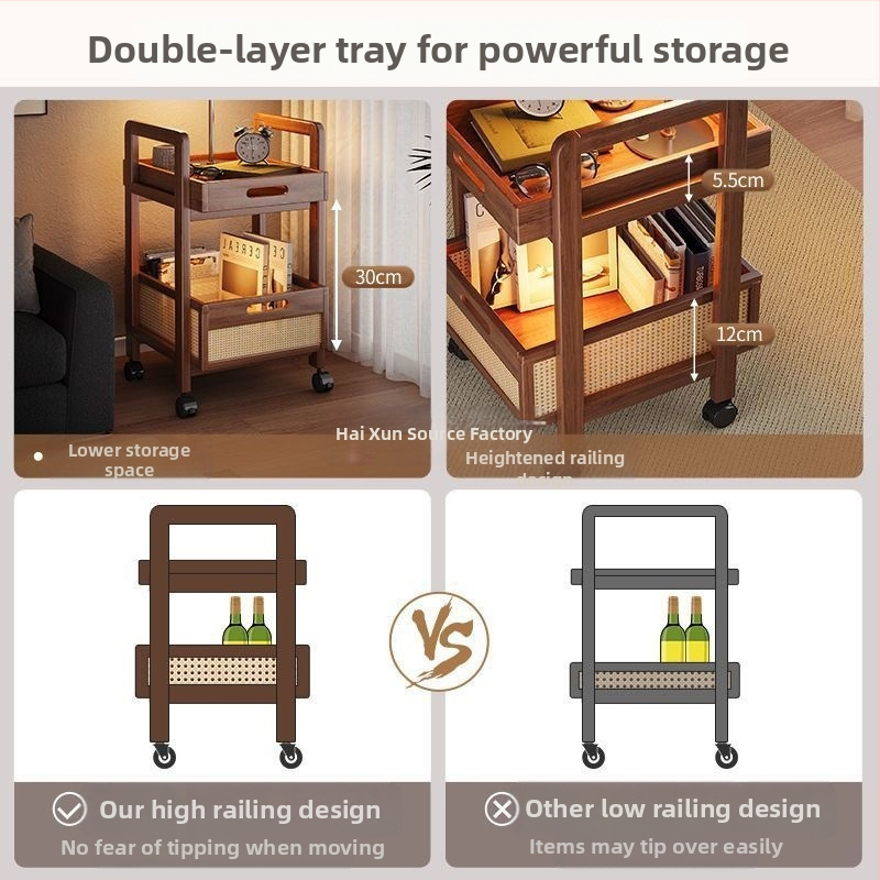 6-szintes bambusz tárolópolc kerékkel a nappaliba