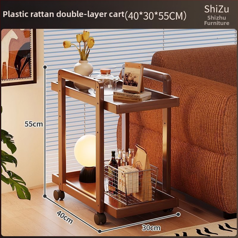 6-szintes bambusz tárolópolc kerékkel a nappaliba