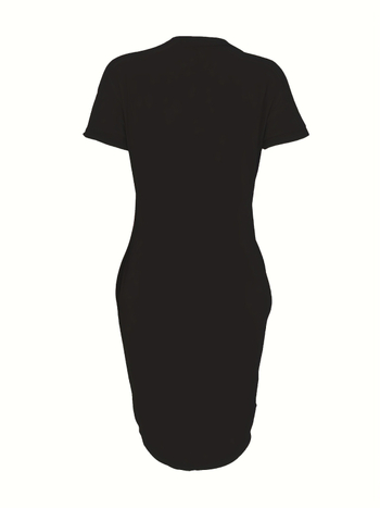 Midi kleita ar apaļu kakla līniju, batwing piedurknēm, neregulārs malas, Milk Silk materiāls, preces numurs 3199P62, 2025. gada vasara