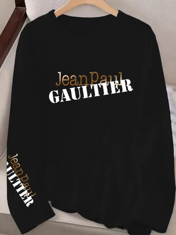 Μοντέρνο μπλουζάκι με μακριά μανίκια από βαμβάκι – gradient print με γράμματα, ψηφιακή άμεση εκτύπωση, στρογγυλός γιακάς, μεσαίου μήκους.