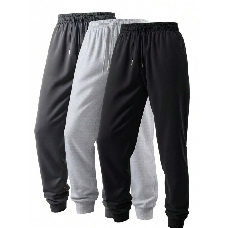 Pantaloni casual sport cu șnur reglabil – croială lejeră, stil retro; bumbac (CVC), lungime 9/10, elasticitate ușoară