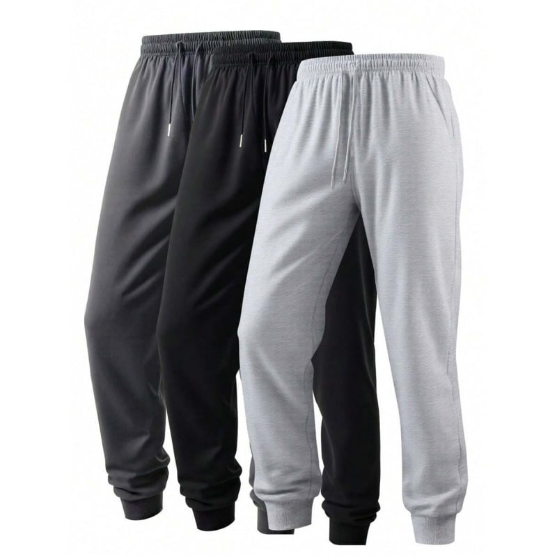 Pantaloni casual sport cu șnur reglabil – croială lejeră, stil retro; bumbac (CVC), lungime 9/10, elasticitate ușoară