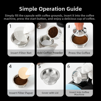 Nerūsējošā tērauda kafijas filtrs ar filtrēšanas papīra komplektu, saderīgs ar Lavazza Mio kafijas automātu