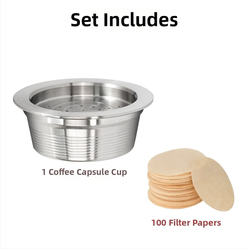Nerūsējošā tērauda kafijas filtrs ar filtrēšanas papīra komplektu, saderīgs ar Lavazza Mio kafijas automātu