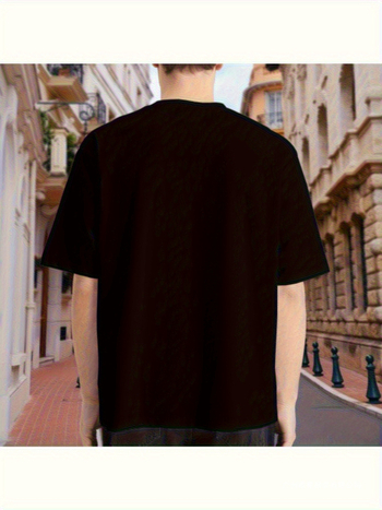 Unisex βαμβακερή μπλούζα με πατριωτικό γεωμετρικό σχέδιο, στρογγυλός λαιμός, κοντές μανίκες, κανονική γραμμή