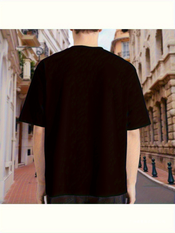 Unisex kokvilnas T-krekls ar patriotisku ģeometrisku drukas motīvu, apaļš kakls, īsas piedurknes, brīvs piegriezums