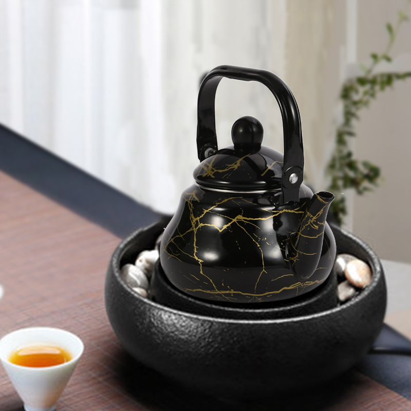 Emajlirani čajnik, kineski stil, ručno oslikana površina