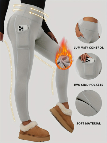 Леггинси за йога, Chenille-спандекс смес, двустранно флисово подплътване, капри дължина, свободен стил, средна плътност, пролет 2025