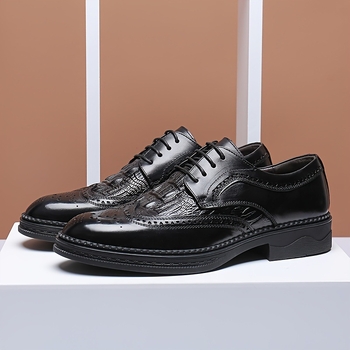 Unisex Παπούτσια Oxford με Wing Tip Brogue μοτίβο, δερμάτινο καπάκι δακτύλου, PU άνω