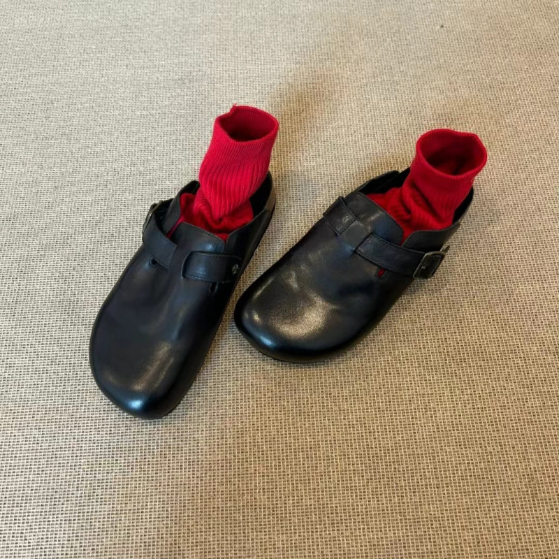 Birkenstock-στυλ μούλες με κλειστή μύτη, άνω μέρος από Super fiber, καουτσούκ σόλα, επίπεδο πέλμα, πάχος σόλας 0–3 cm (Κορεατική έκδοση)