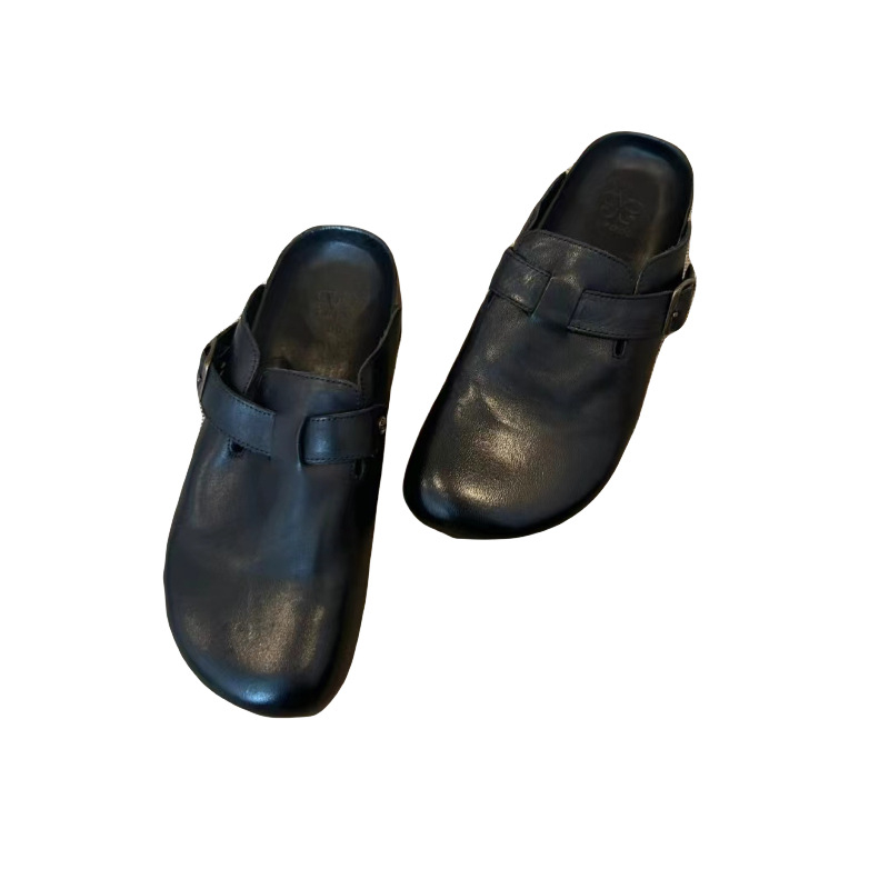 Birkenstock-στυλ μούλες με κλειστή μύτη, άνω μέρος από Super fiber, καουτσούκ σόλα, επίπεδο πέλμα, πάχος σόλας 0–3 cm (Κορεατική έκδοση)