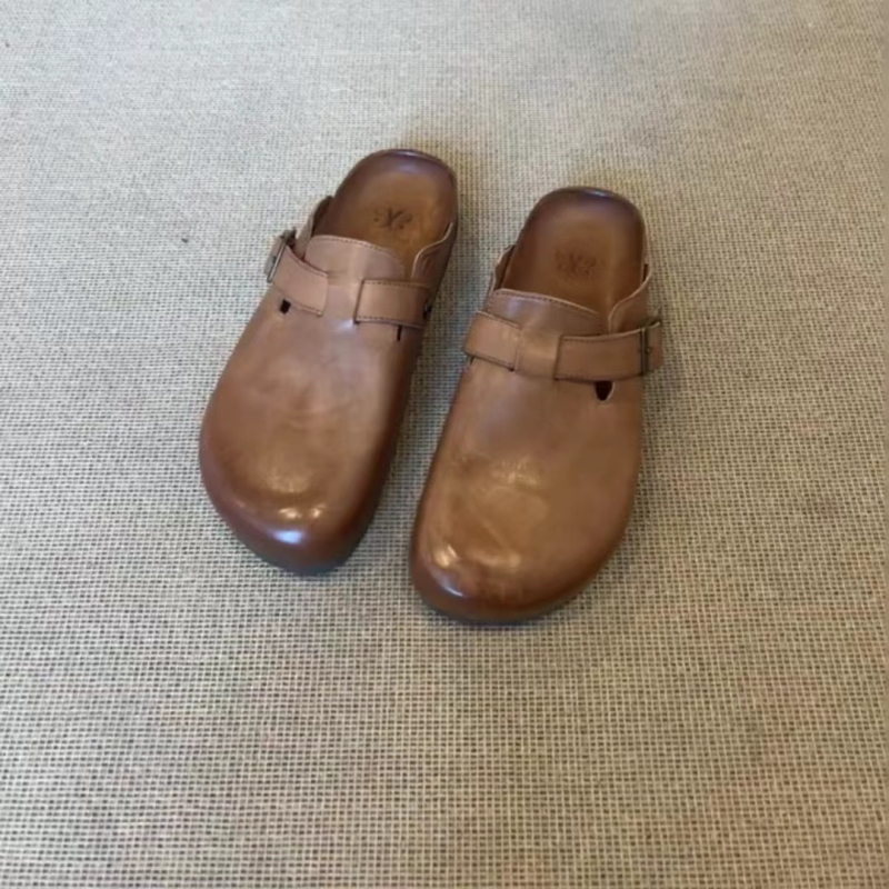 Birkenstock-στυλ μούλες με κλειστή μύτη, άνω μέρος από Super fiber, καουτσούκ σόλα, επίπεδο πέλμα, πάχος σόλας 0–3 cm (Κορεατική έκδοση)