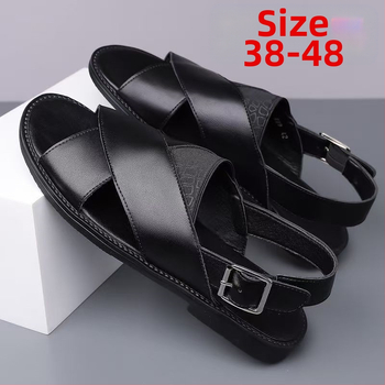 Muške sandale s leopardim uzorkom, prozračne, otvorenog prsta, slip-on, gumeni đon