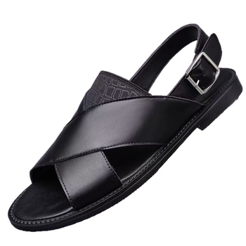 Muške sandale s leopardim uzorkom, prozračne, otvorenog prsta, slip-on, gumeni đon