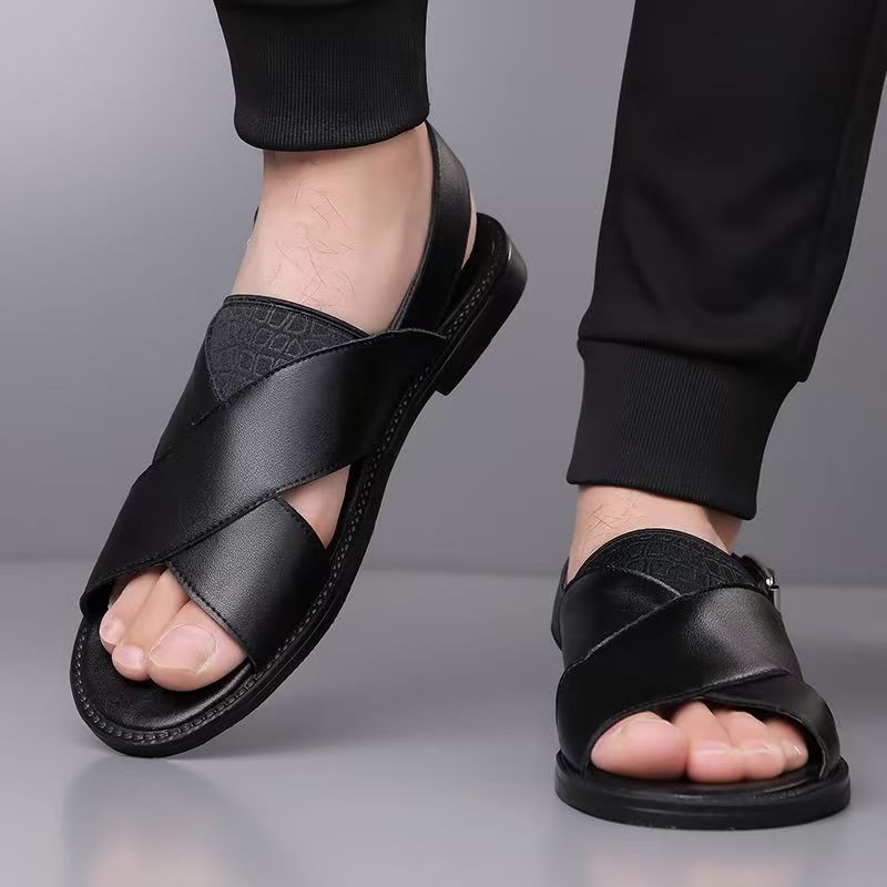 Muške sandale s leopardim uzorkom, prozračne, otvorenog prsta, slip-on, gumeni đon