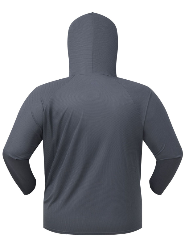 Férfi kapucnis hosszú Ujjú sportos póló gyorsan száradó, légáteresztő poliészterből (Poliészter; Hosszú ujjú; Kapucni; Gyorsan száradó; Légáteresztő)