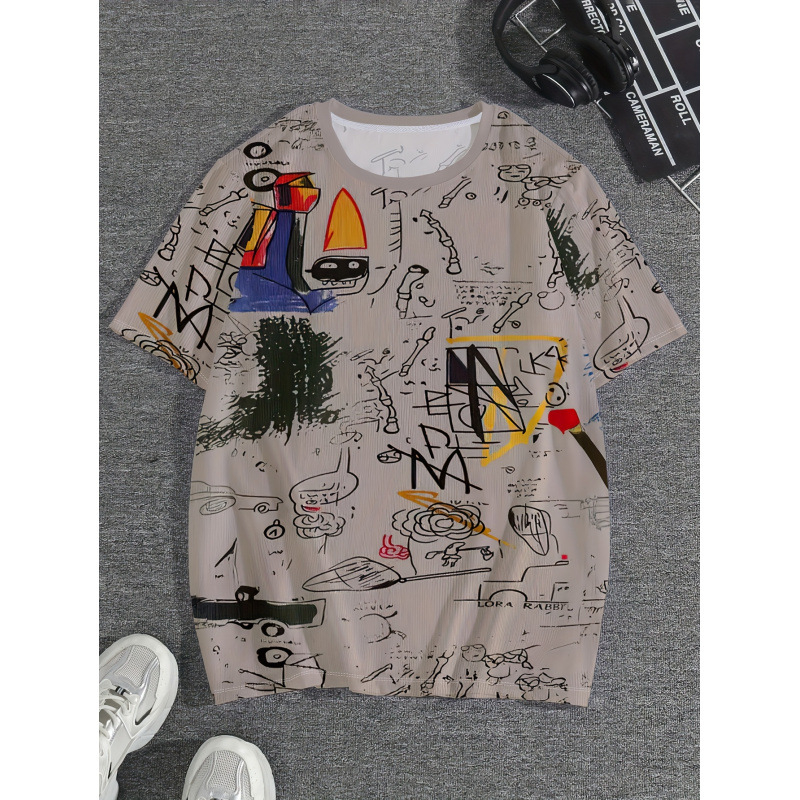 Tricou 100% poliester, imprimeu, croi slim, guler rotund, mâneci scurte