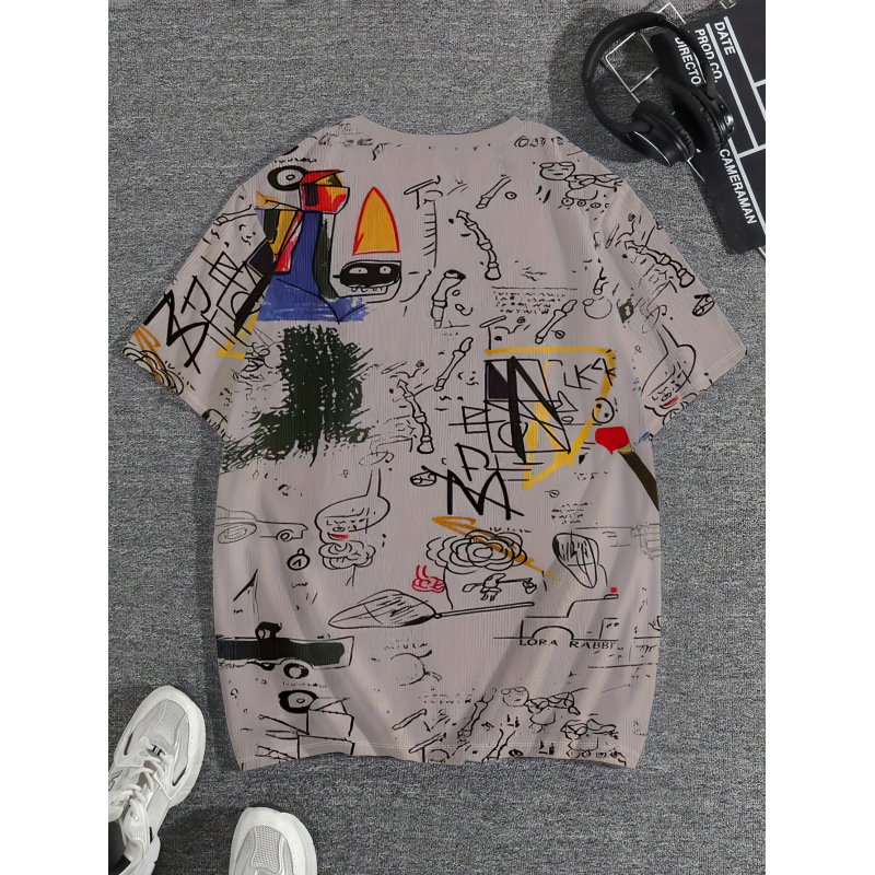 Tricou 100% poliester, imprimeu, croi slim, guler rotund, mâneci scurte