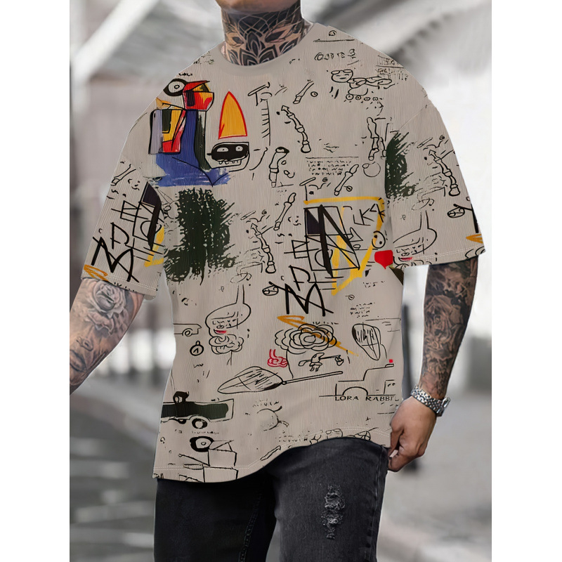 Tricou 100% poliester, imprimeu, croi slim, guler rotund, mâneci scurte