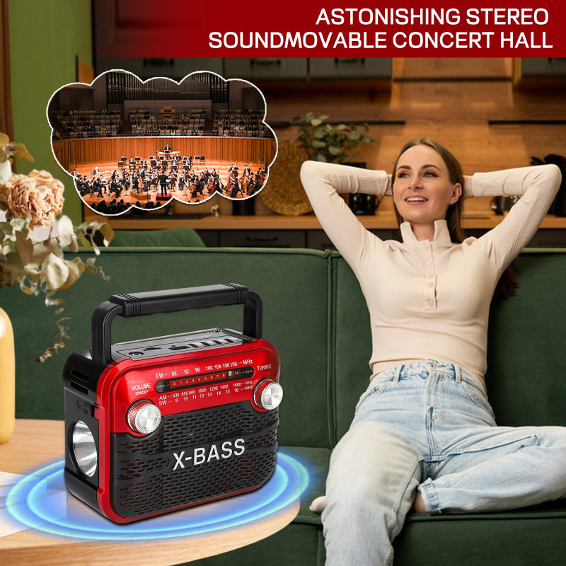 125BT Višenamjerno radio s Bluetoothom i svjetiljkom, reprodukcija preko USB/TF kartice, SNR ≥85 dB