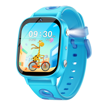 Παιδικό έξυπνο ρολόι με κάμερα, αναπαραγωγή βίντεο και μουσικής, ιστορίες και παιχνίδια, φακό, εκμάθηση λεξιλόγιου και ξυπνητήρι; λουράκι σιλικόνης, οθόνη IPS, ανθεκτικό στο νερό, μαγνητική φόρτιση, συμβατό με iOS.