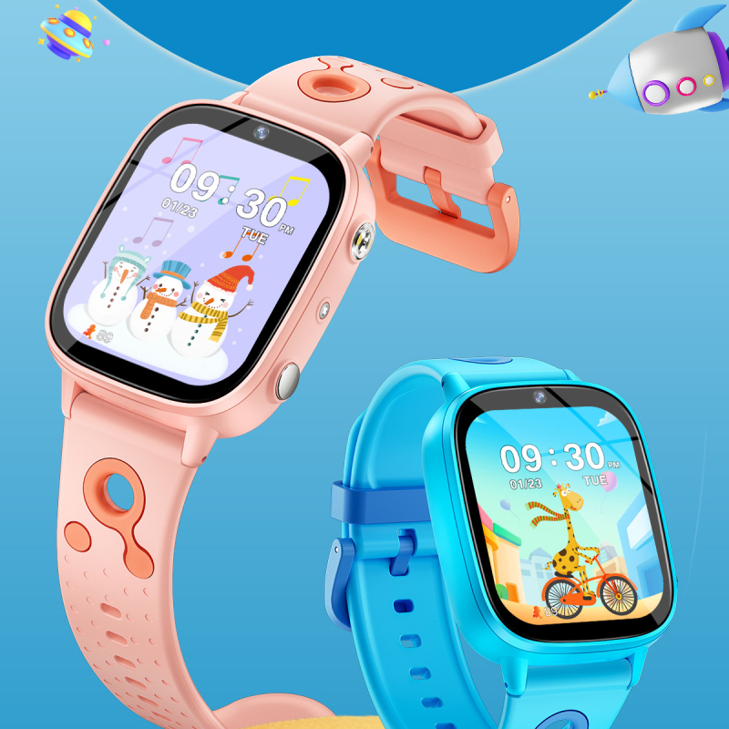 Ceas inteligent pentru copii cu cameră, redare video și muzică, povești și jocuri, lanternă, învățarea vocabularului și ceas de trezire; curea din silicon, ecran IPS, rezistent la apă, încărcare magnetică, compatibil cu iOS.