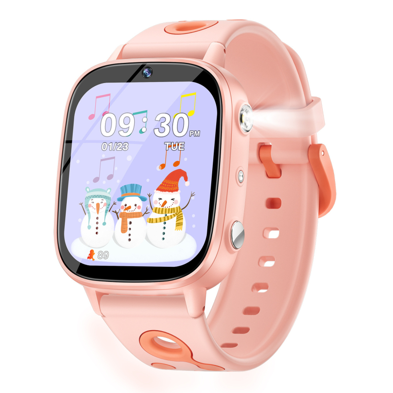 Παιδικό έξυπνο ρολόι με κάμερα, αναπαραγωγή βίντεο και μουσικής, ιστορίες και παιχνίδια, φακό, εκμάθηση λεξιλόγιου και ξυπνητήρι; λουράκι σιλικόνης, οθόνη IPS, ανθεκτικό στο νερό, μαγνητική φόρτιση, συμβατό με iOS.