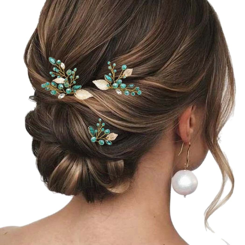 3 τεμάχια φουρκέτες μαλλιών με μαργαριράρια, λουλουδάτος σχεδιασμός, vintage στυλ, U-σχήματος νυφική φουρκέτα