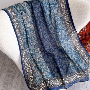 Μαντήλι από βαμβακο-λίνης με εκτύπωση, warp ύφανση, για όλες τις εποχές, ζεστασιά και προστασία από τον ήλιο και τη σκόνη, κομψό αξεσουάρ υψηλής ποιότητας, κωδικός QMB579