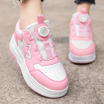 Heelys παπούτσια με ρόδες — μοτίβο αστέρων, περιστρεφόμενες αγκράφες, Unisex; PU τροχοί, μονή σειρά, μοντέλο 2323