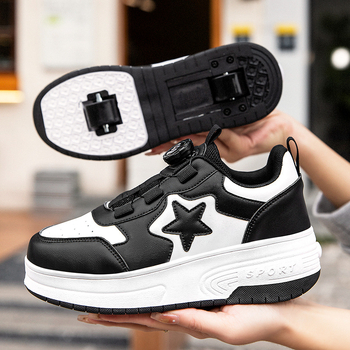 Heelys παπούτσια με ρόδες — μοτίβο αστέρων, περιστρεφόμενες αγκράφες, Unisex; PU τροχοί, μονή σειρά, μοντέλο 2323